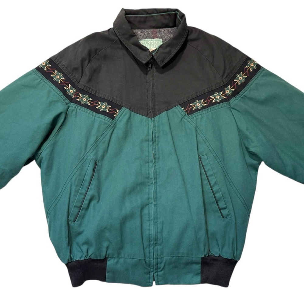 Vintage Canyon Guide Outfitters Jacket with Aztec trim‎ Southwestern Style - L